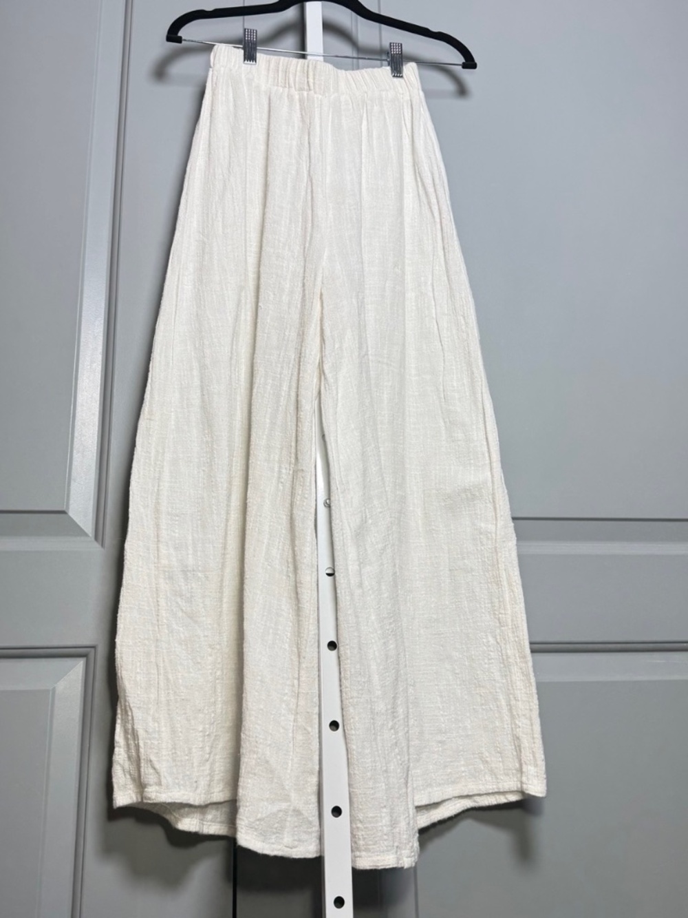 SALT & SEA White Textured Cotton Wide Leg pants S